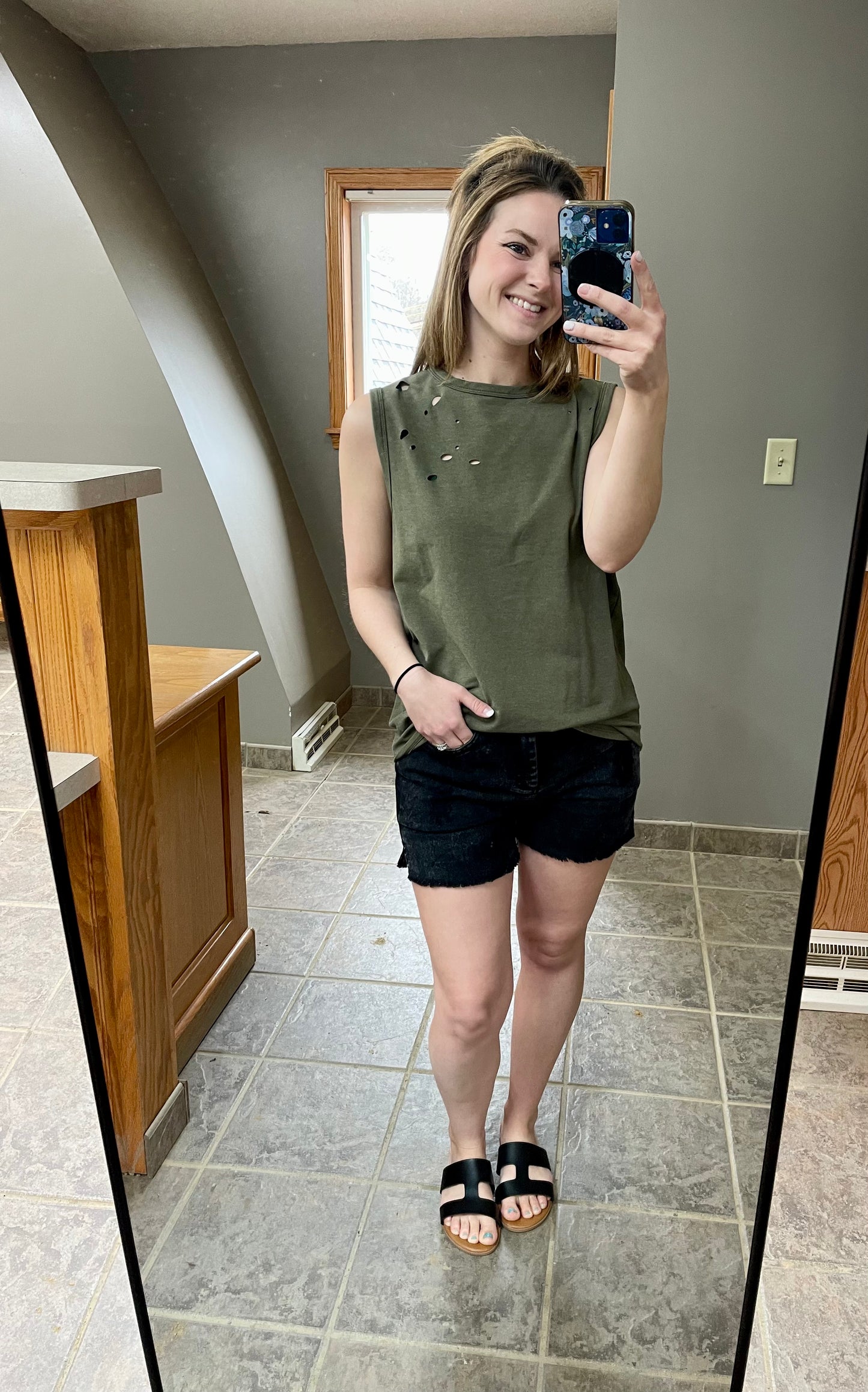 Basic Washed Denim Shorts