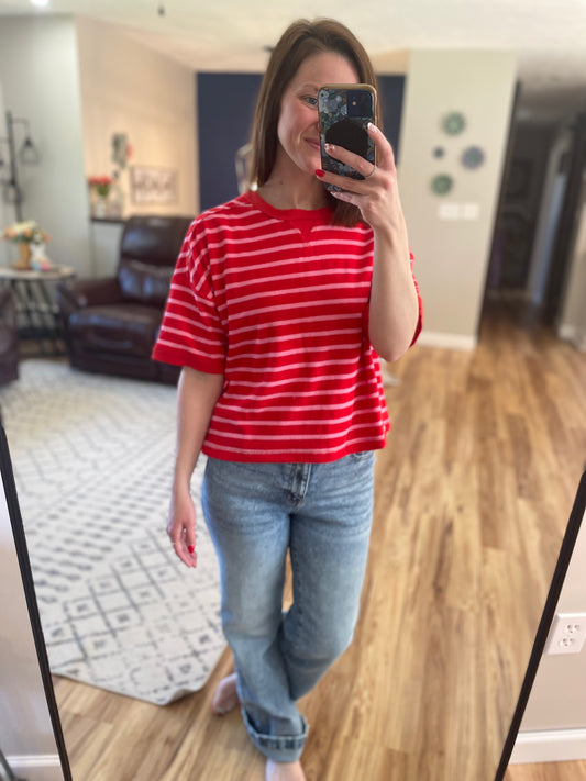 Oversized Stripe Crop Tee