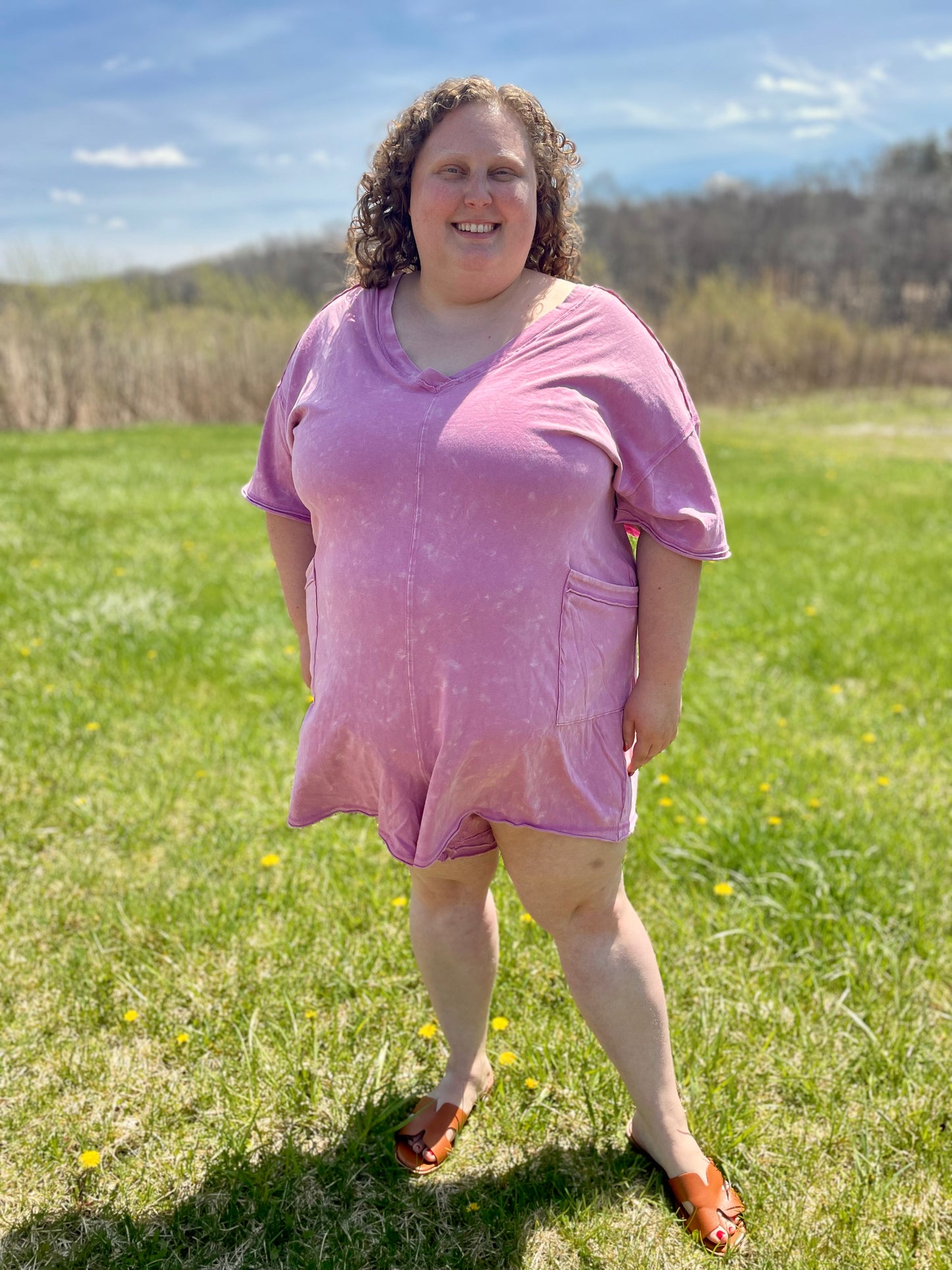 Mineral Washed Casual Knit Romper