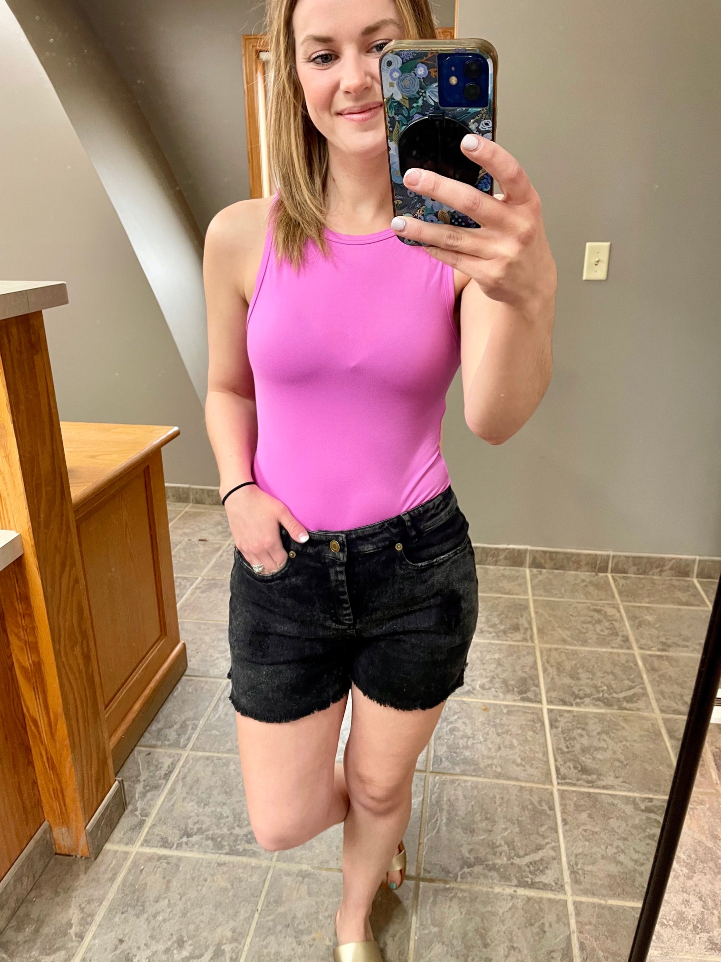 Basic Washed Denim Shorts