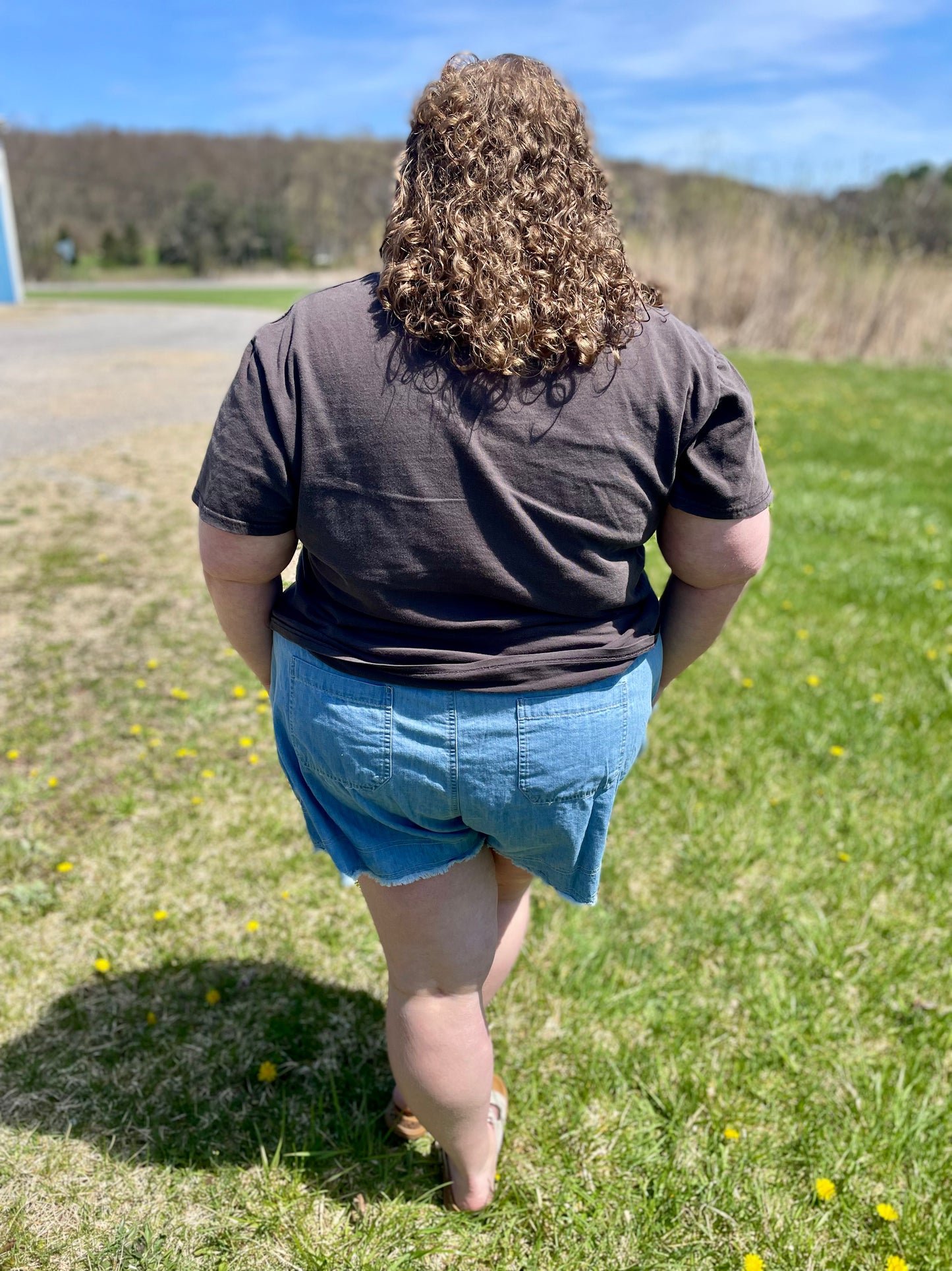 Washed Chambray Denim Shorts