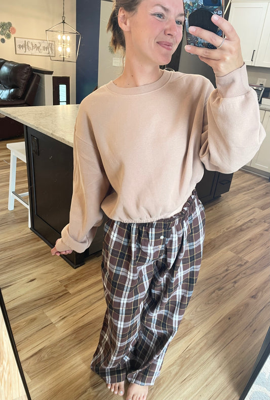 Elastic Hem Cropped Sweatshirt