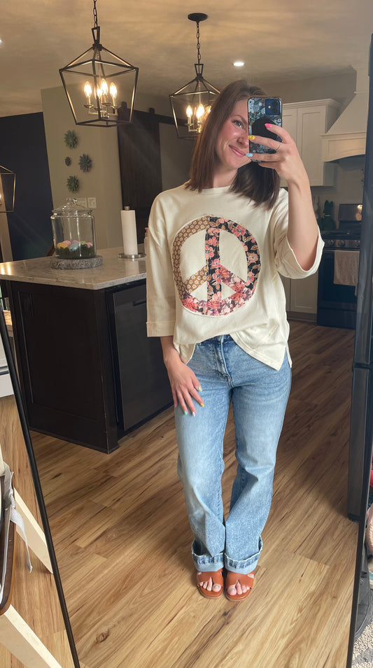 Peace Sign Loose Fit Top