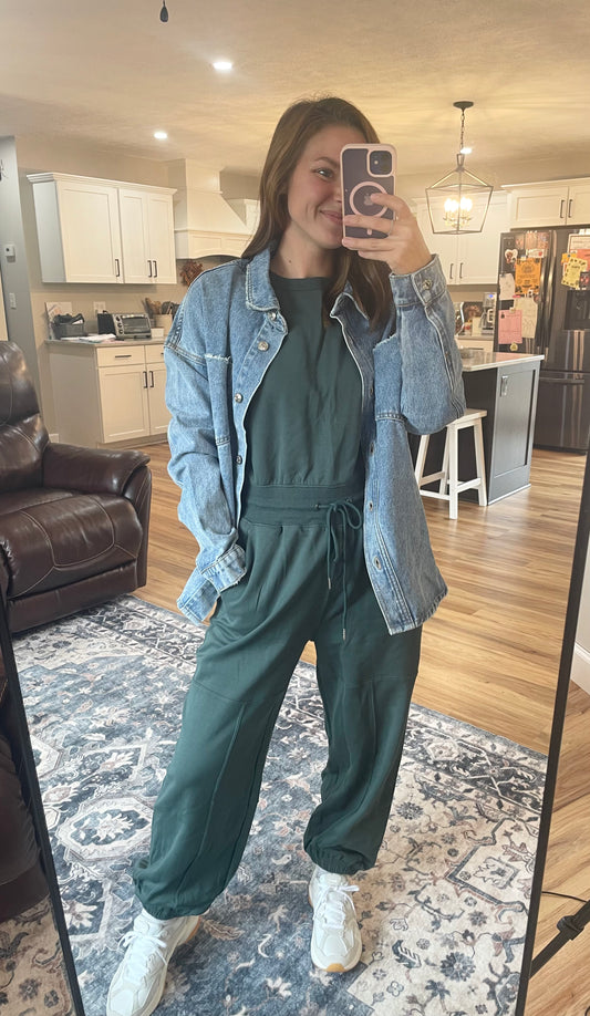 Drawstring Waist Active Jumpsuit