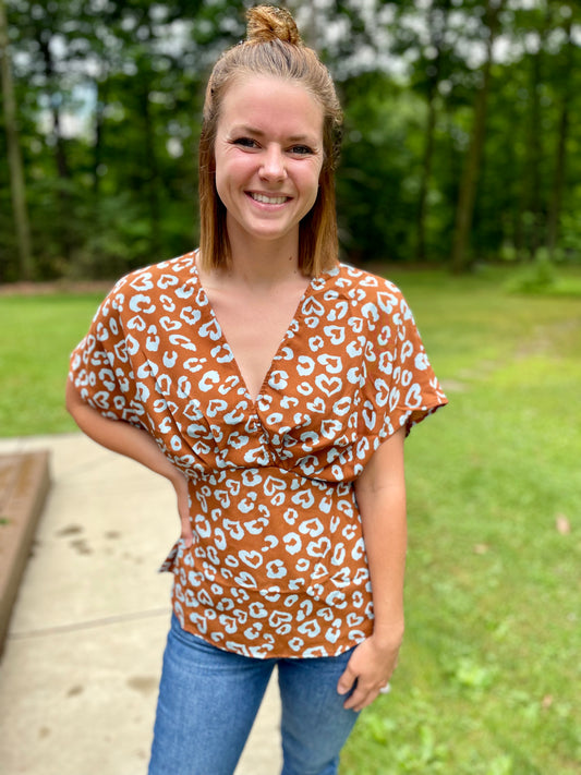 Animal Print Peplum Top