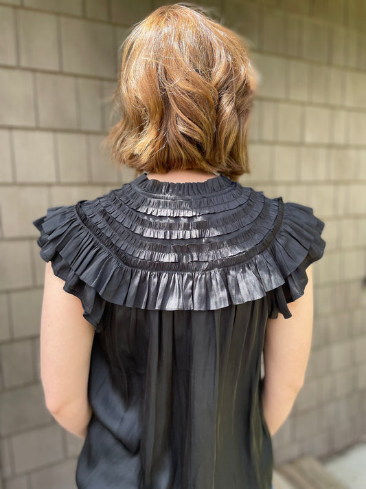 Freya Silky Ruffle Shoulder Tie Top