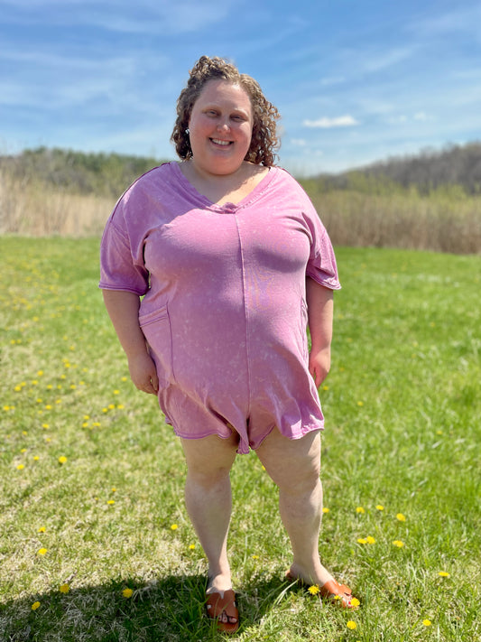 Mineral Washed Casual Knit Romper