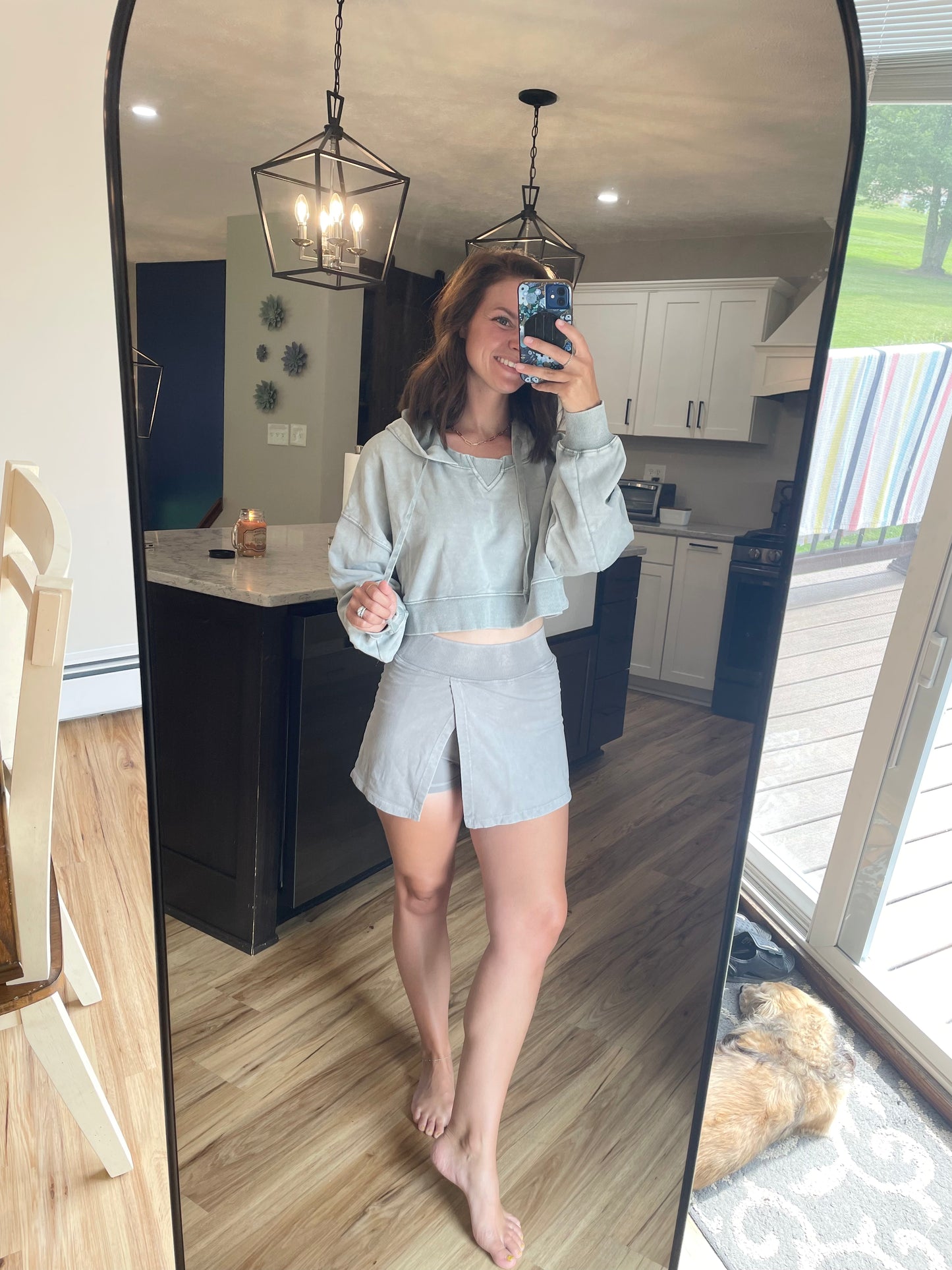 Mineral Washed Side Slit Skort