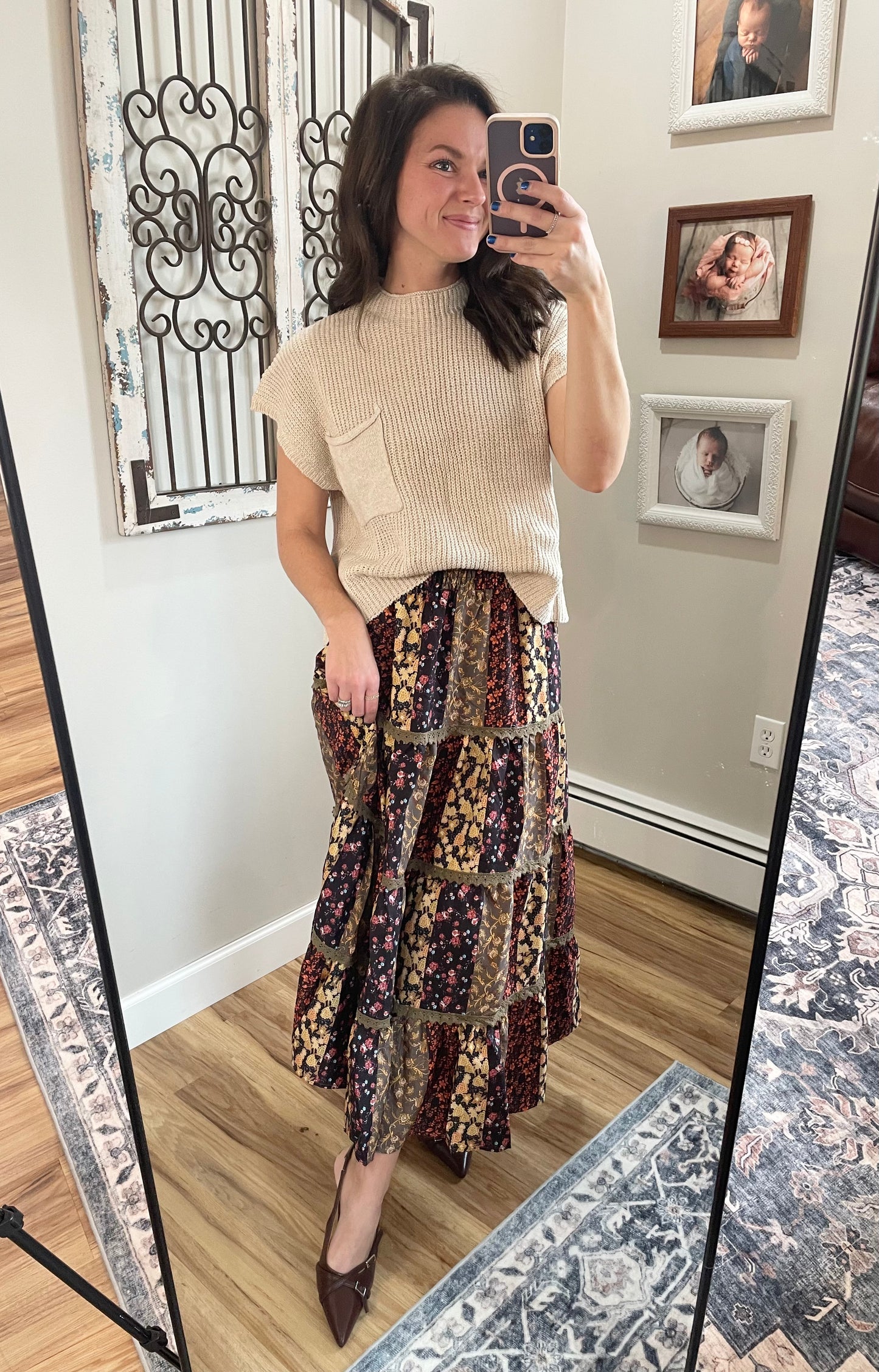 Floral Patchwork Tiered Maxi