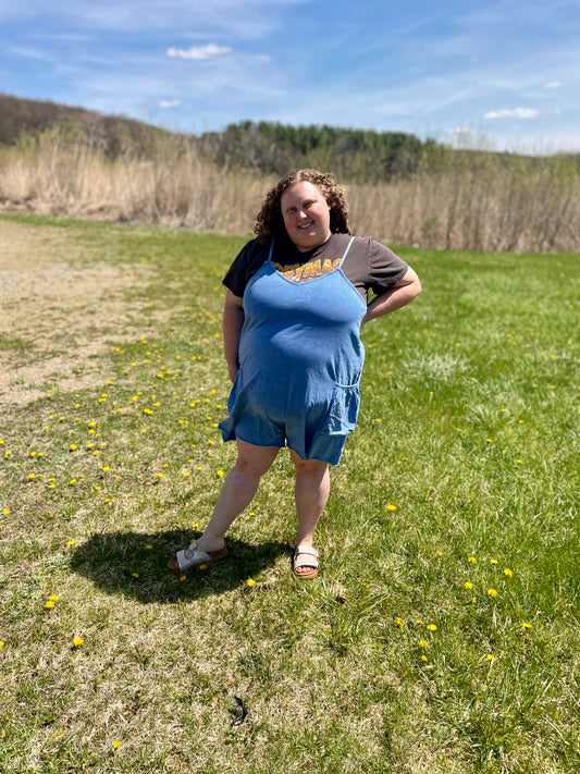 Mineral Washed Sleeveless Knit Romper