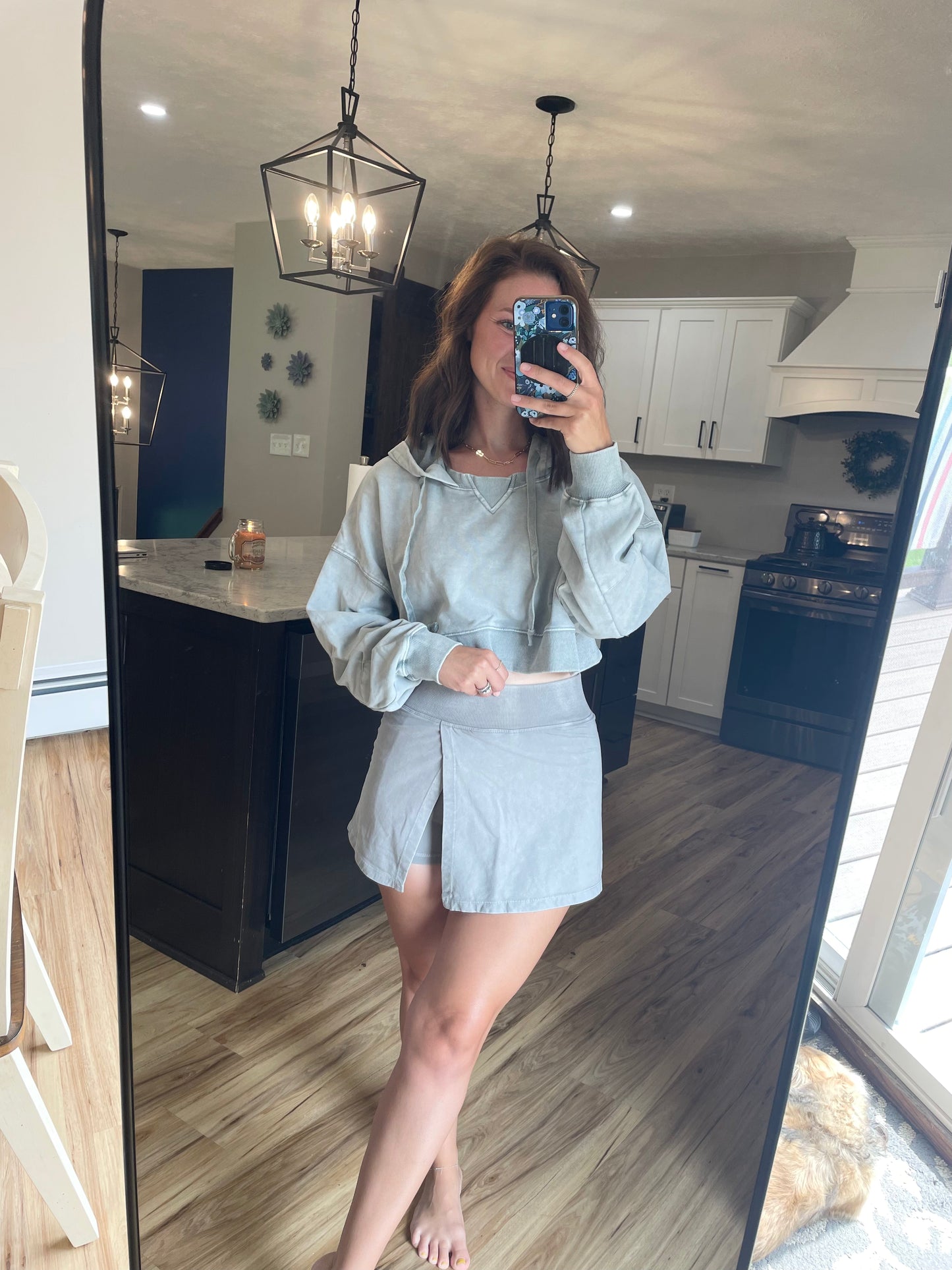 Mineral Washed Side Slit Skort