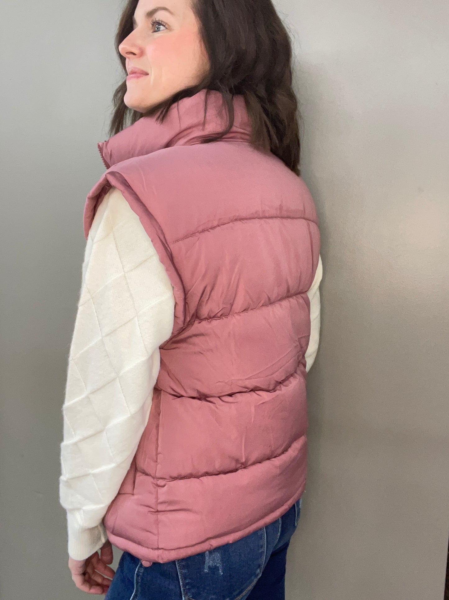 High Neck Casual Puffer Vest