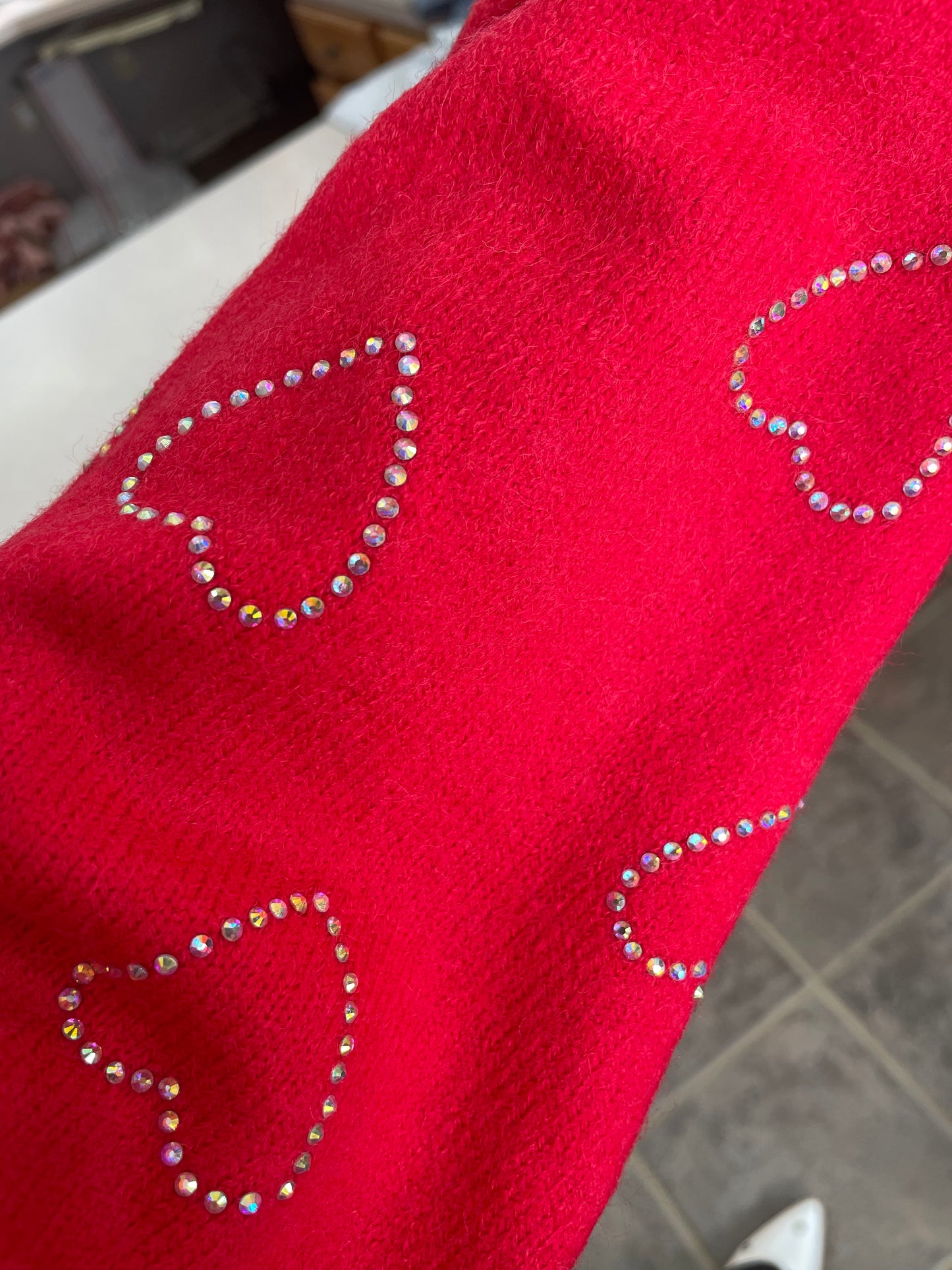 Rhinestone Heart Sweater Top