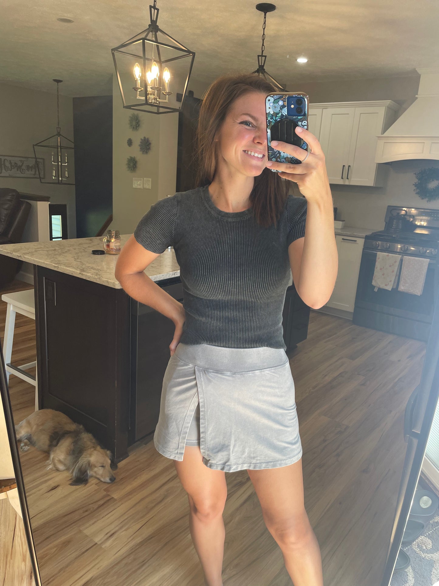 Washed Ribbed Crop Tee