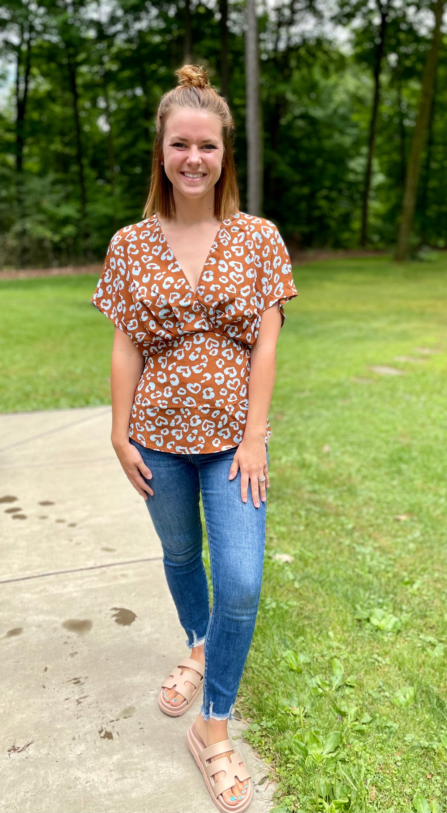 Animal print peplum top sales