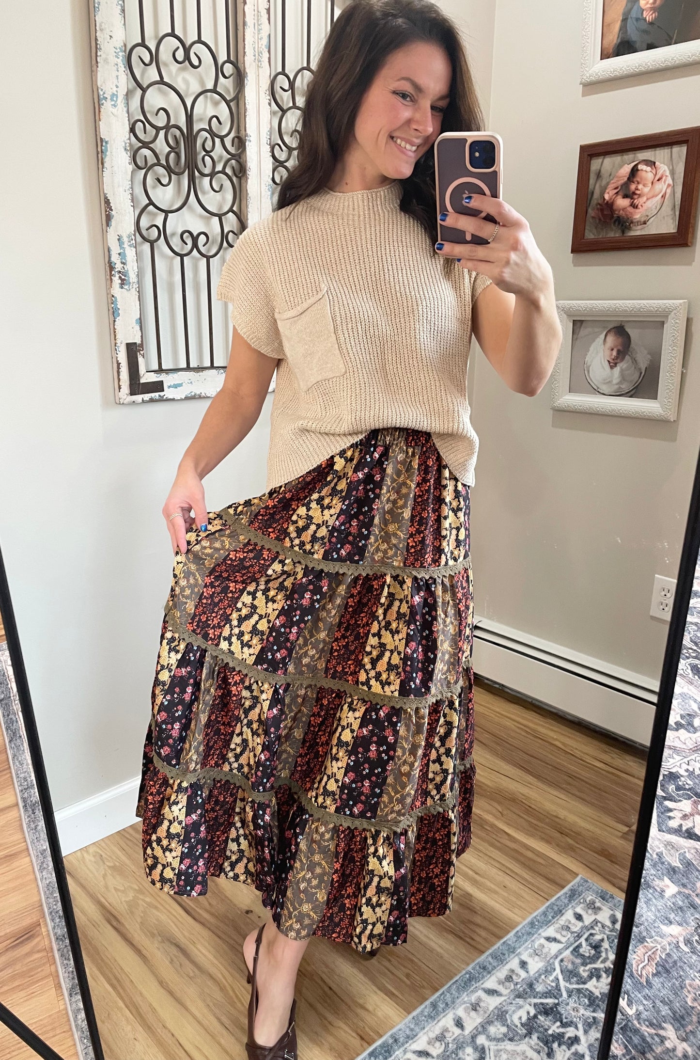 Floral Patchwork Tiered Maxi