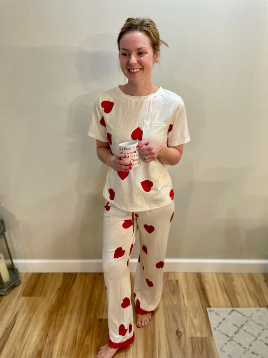 Heart Tee and Pants Pajama Set