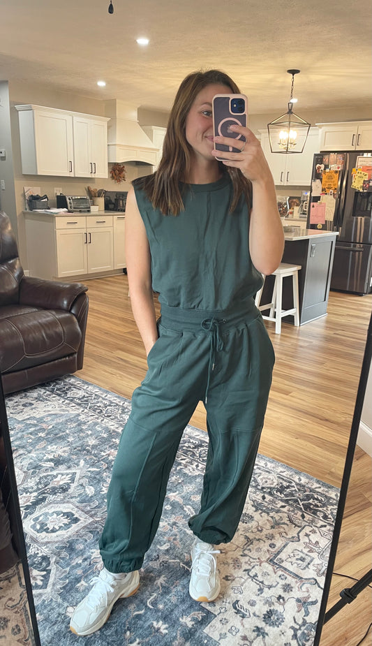 Drawstring Waist Active Jumpsuit