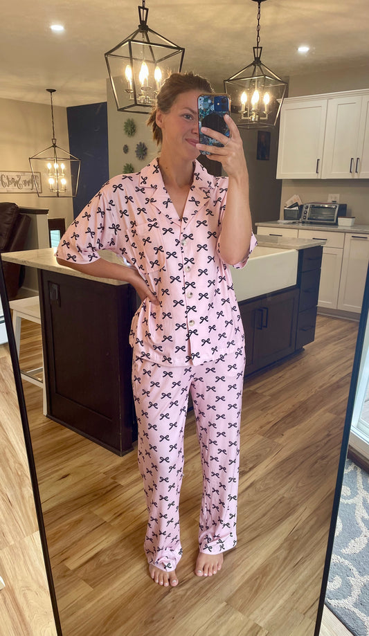 Mini Bows Button Down with Pants Set