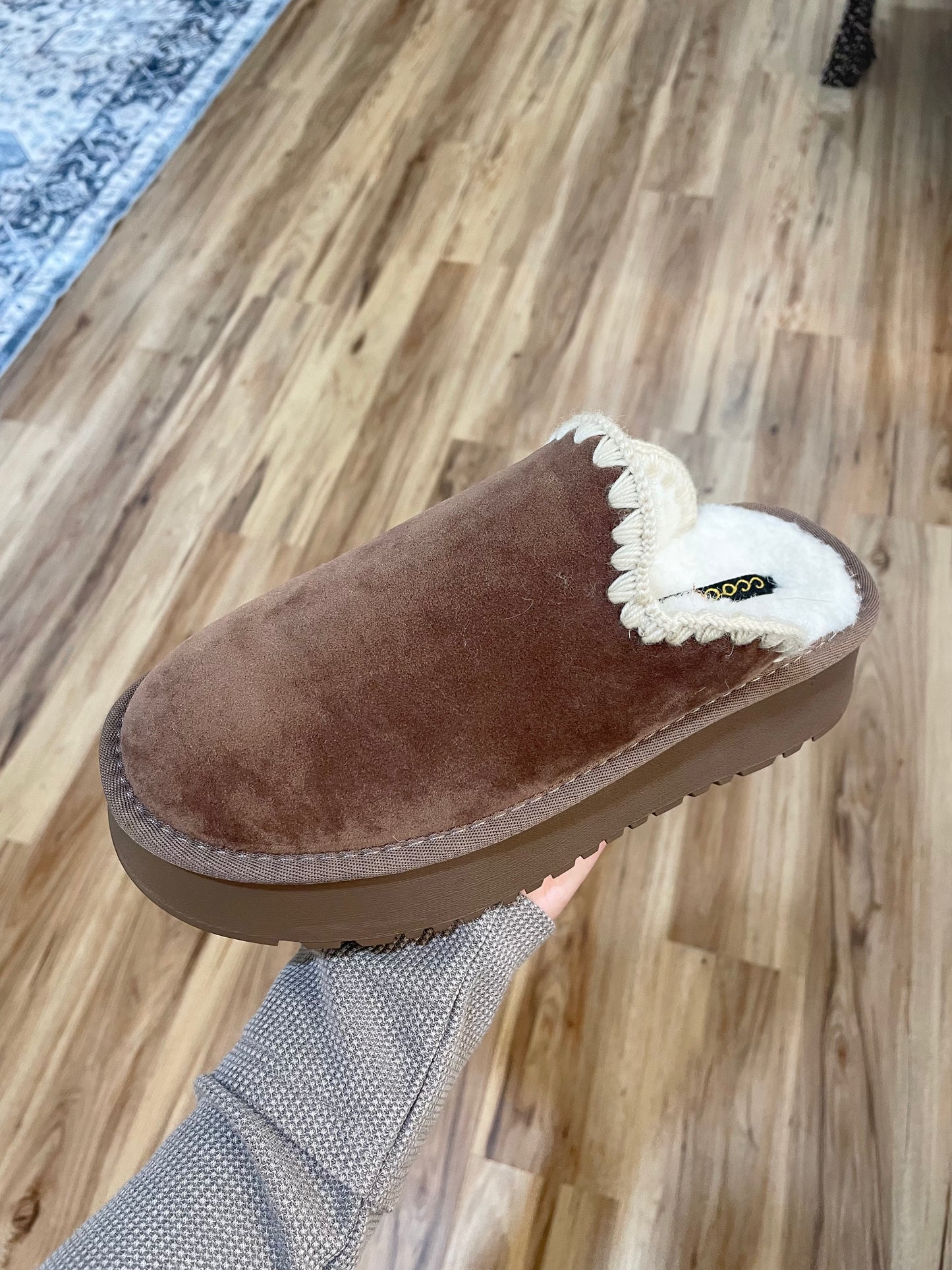 Crochet Edge Slip-On Sherpa Platforms