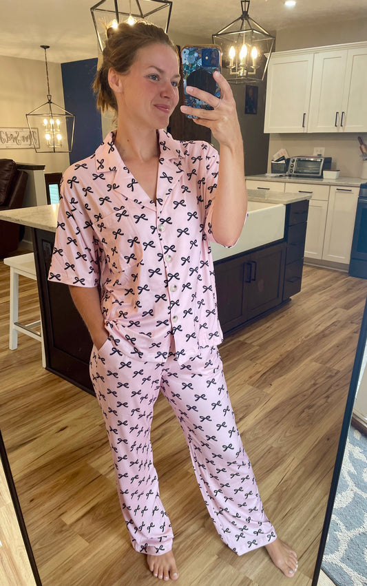 Mini Bows Button Down with Pants Set