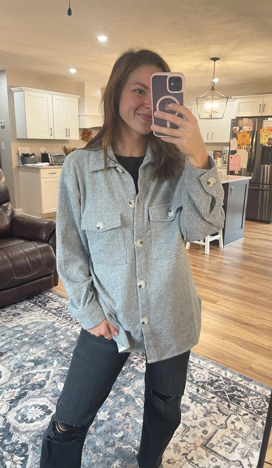Button Down Waffle Shacket