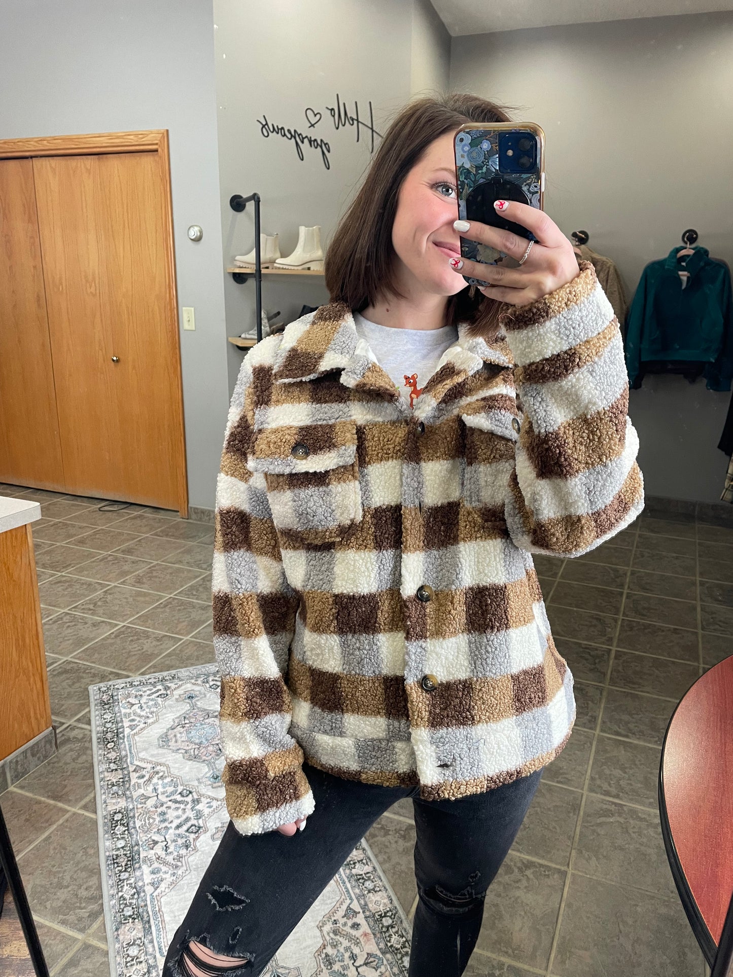 Checkered Teddy Oversized Jacket