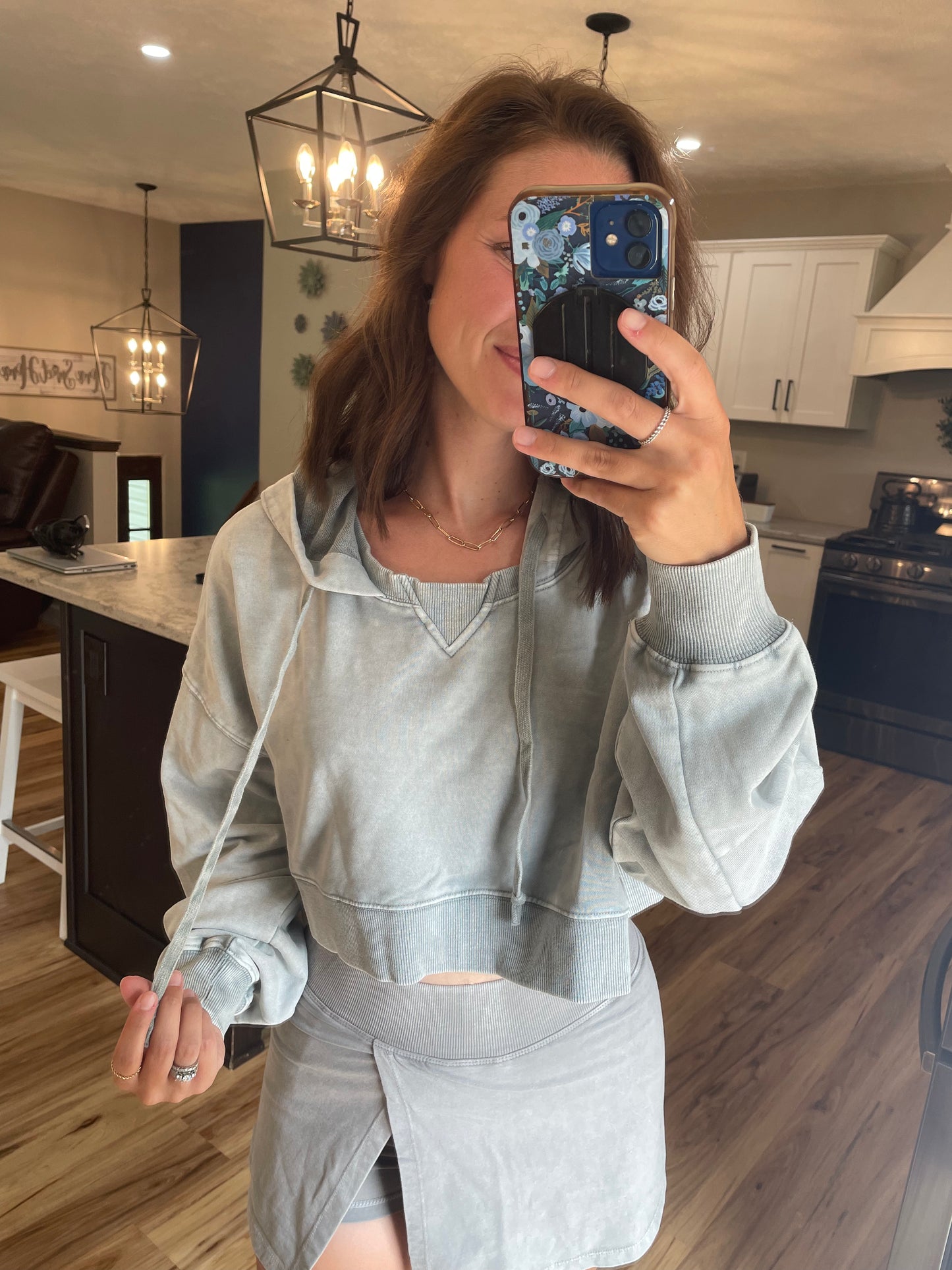 Mineral Washed Pullover Crop Hoodie