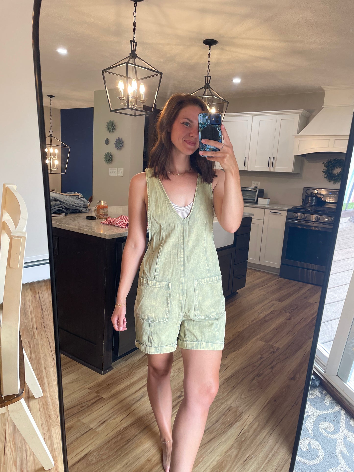 Washed Sage Casual Romper
