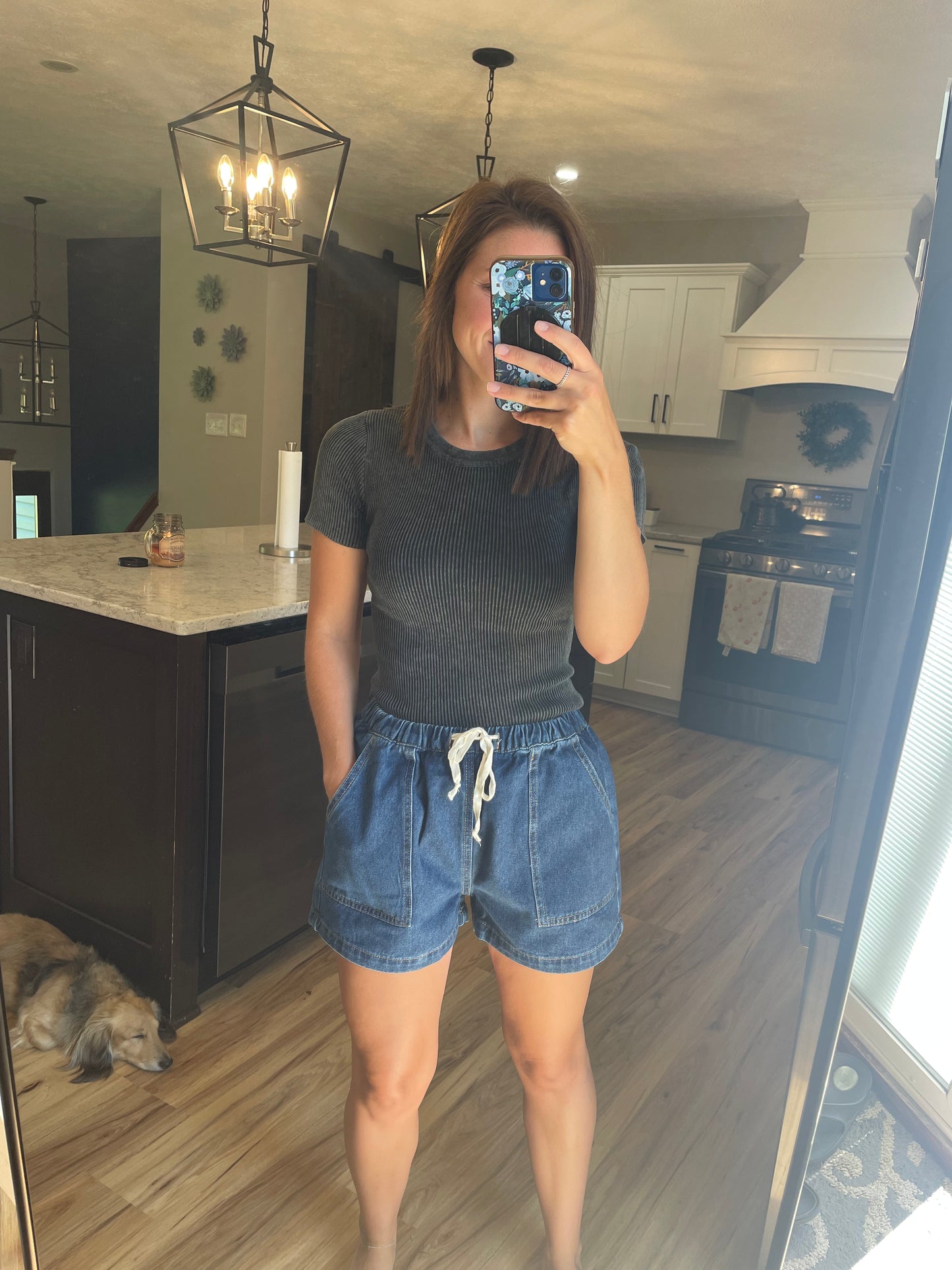 Denim Shorts w/ Drawstring