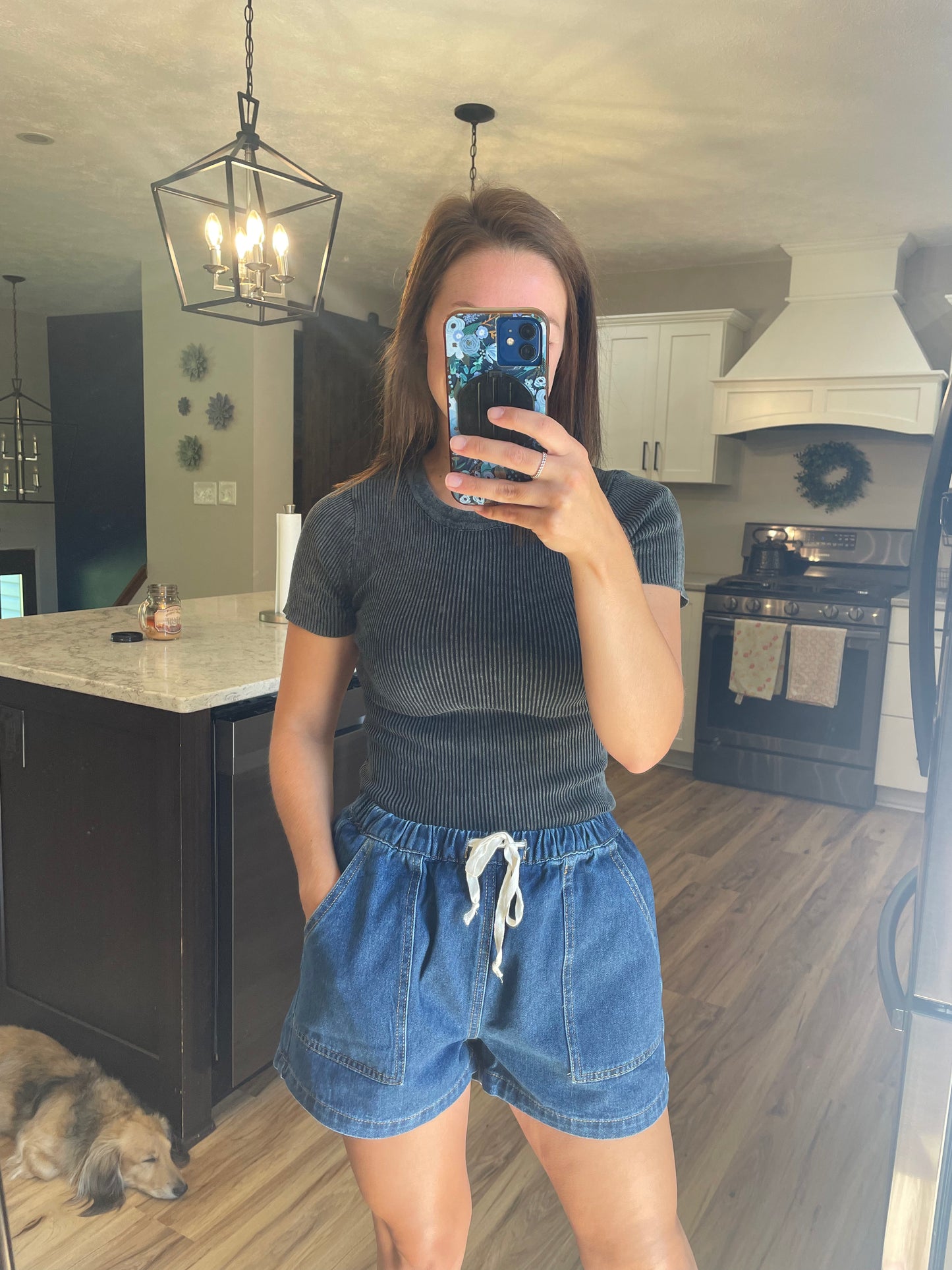 Denim Shorts w/ Drawstring
